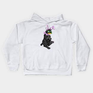 Bobtail BunnyCat: Black Tabby (Pink) Kids Hoodie